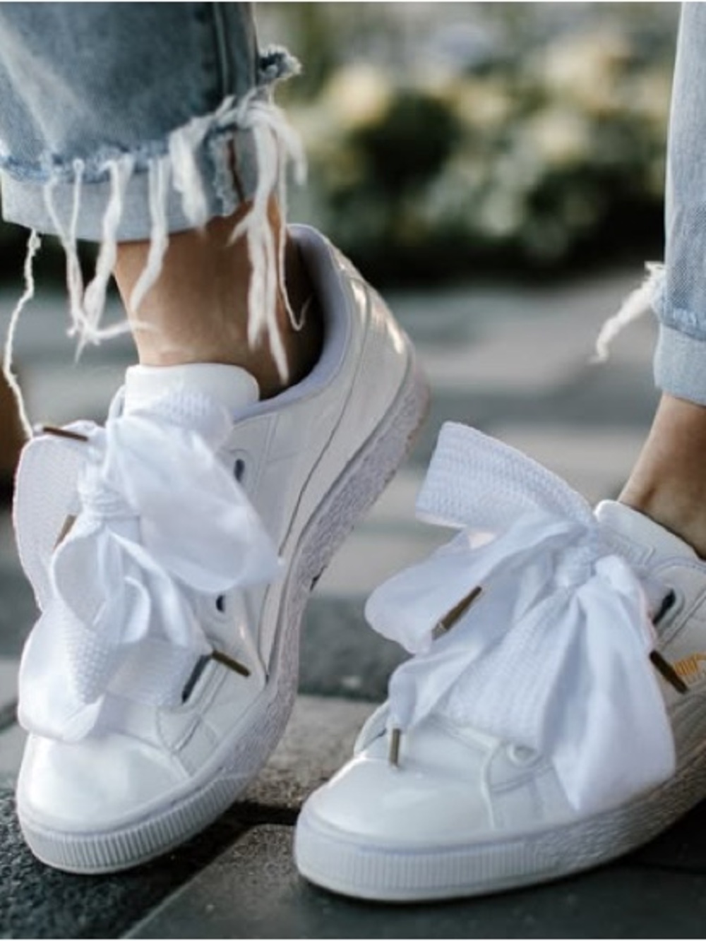 Puma Basket Heart Thick Lace Bow Sneakers